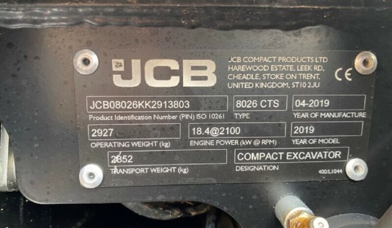 2019 JCB 8026 CTS full